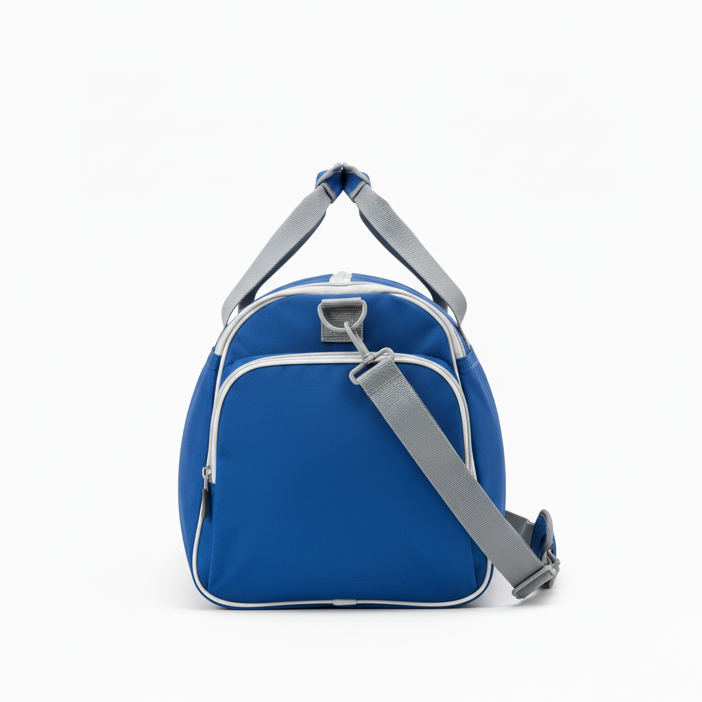 Side view of custom wrestling equipment bag showing the vented shoe pocket and reinforced base