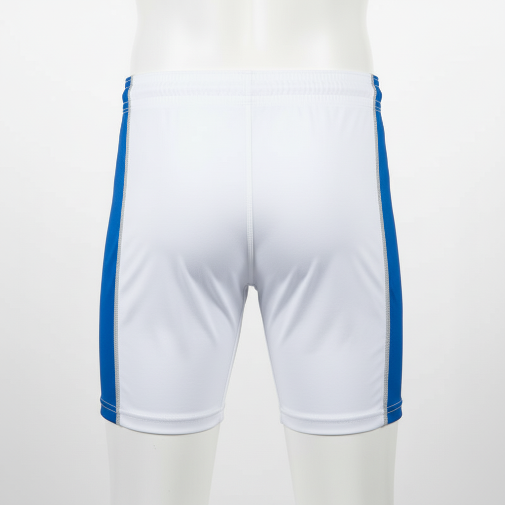 Back view of custom wrestling fight shorts showing the gusset and waistband