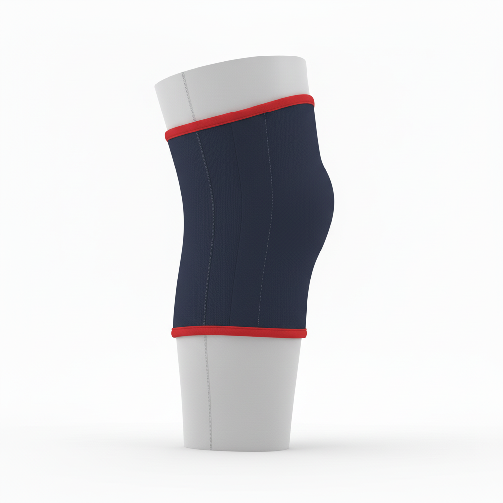 Side view of custom wrestling knee pads showing the contoured foam knee pad