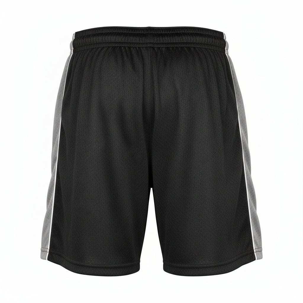 Back view of custom wrestling mesh shorts showing the elastic waistband