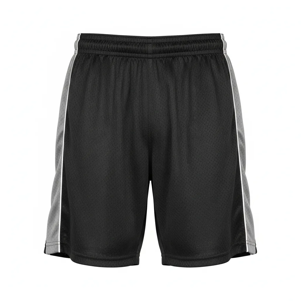 Front view of custom wrestling mesh shorts in 150 GSM poly-mesh with sublimated team colors from Empire Five Athletics