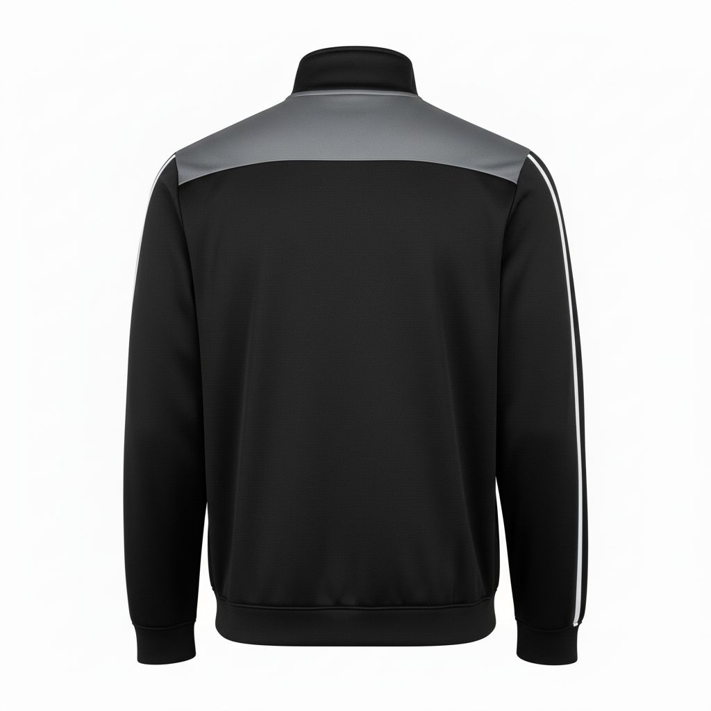 Back view of custom wrestling quarter-zip pullover showing the sublimated team name