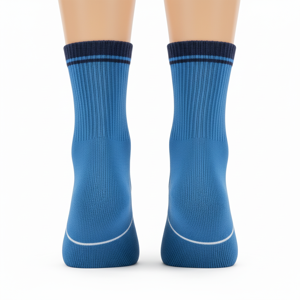Back view of custom wrestling ankle socks showing the ribbed cuff and heel