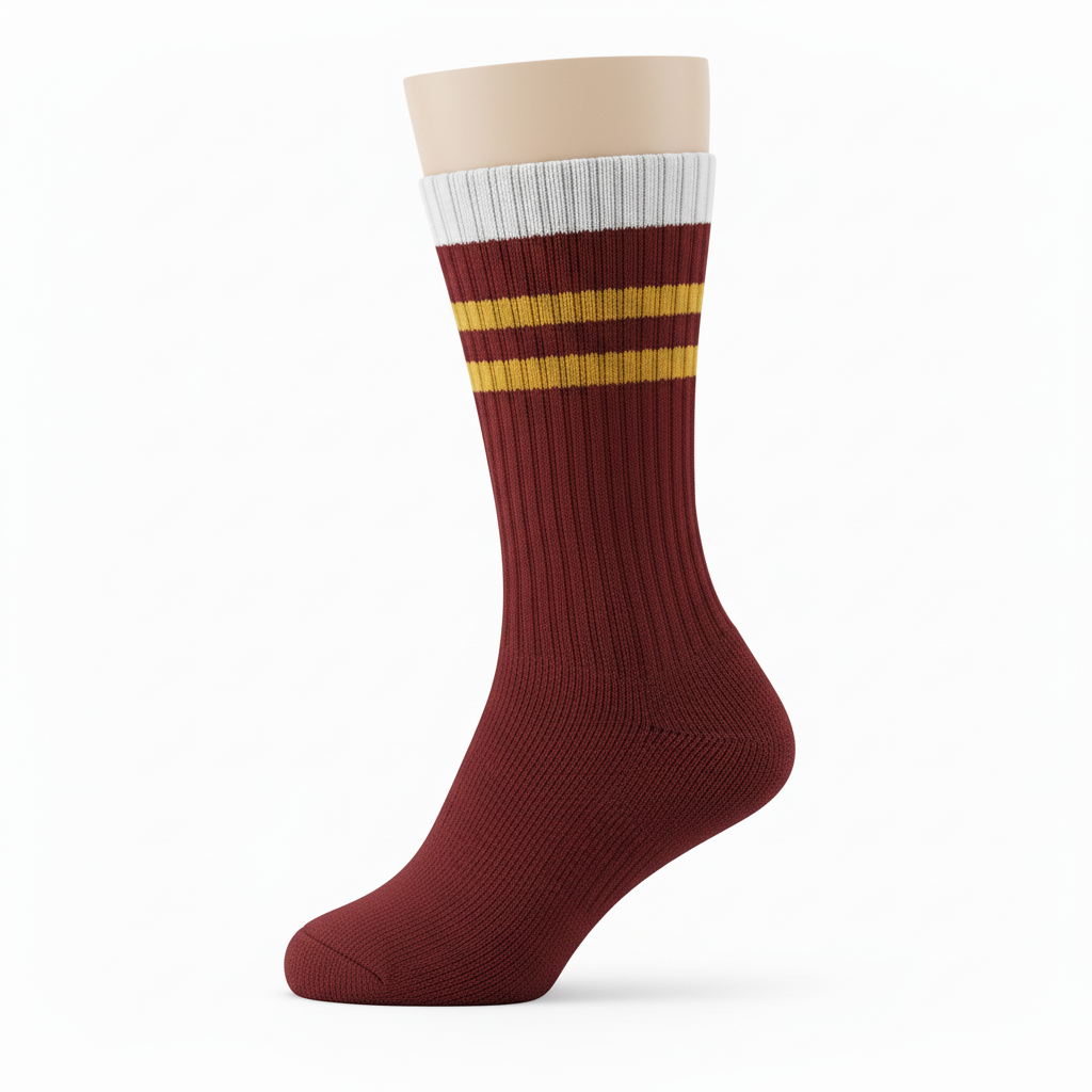 Side view of custom wrestling crew socks showing the crew height