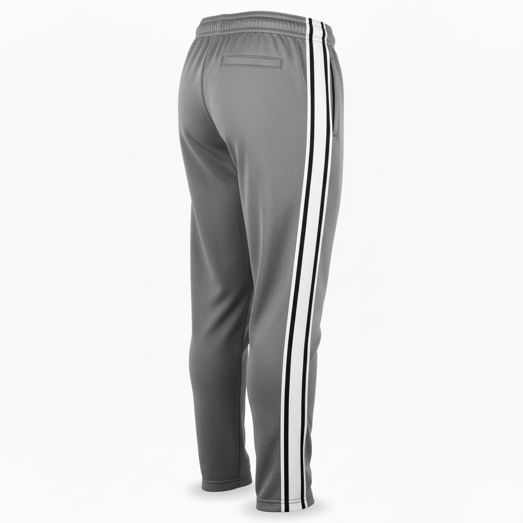 Side view of custom wrestling sweatpants showing the heavy fleece jogger leg