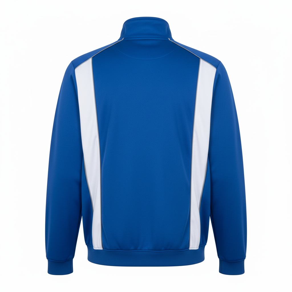 Back view of custom wrestling track jacket showing the sublimated team name
