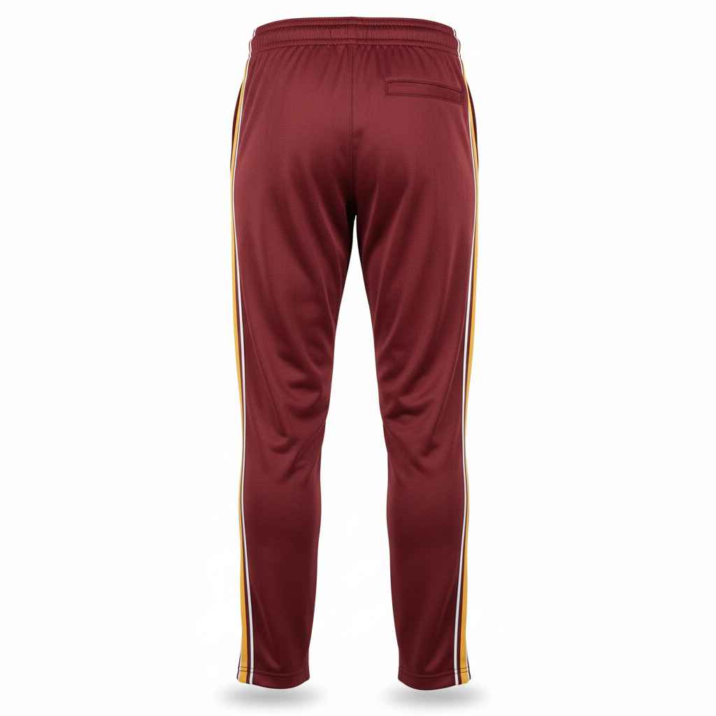 Back view of custom wrestling training pants showing the drawcord waistband and tapered leg