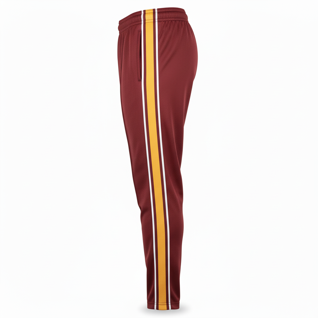 Side view of custom wrestling training pants showing the zip ankle and pocket