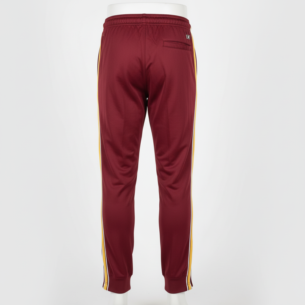 Back view of custom wrestling warm-up pants showing the drawcord waistband