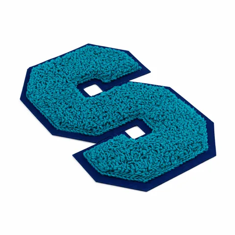 Chenille patches example on a garment