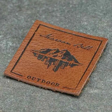 Leather and faux leather patches example on a garment