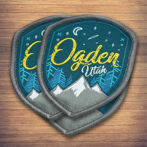Woven patches example on a garment
