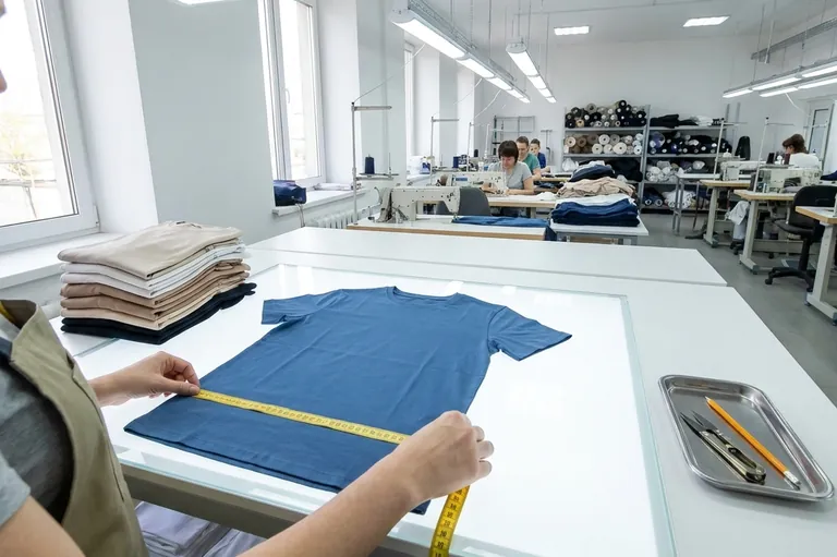 Finished garments being checked against the spec
