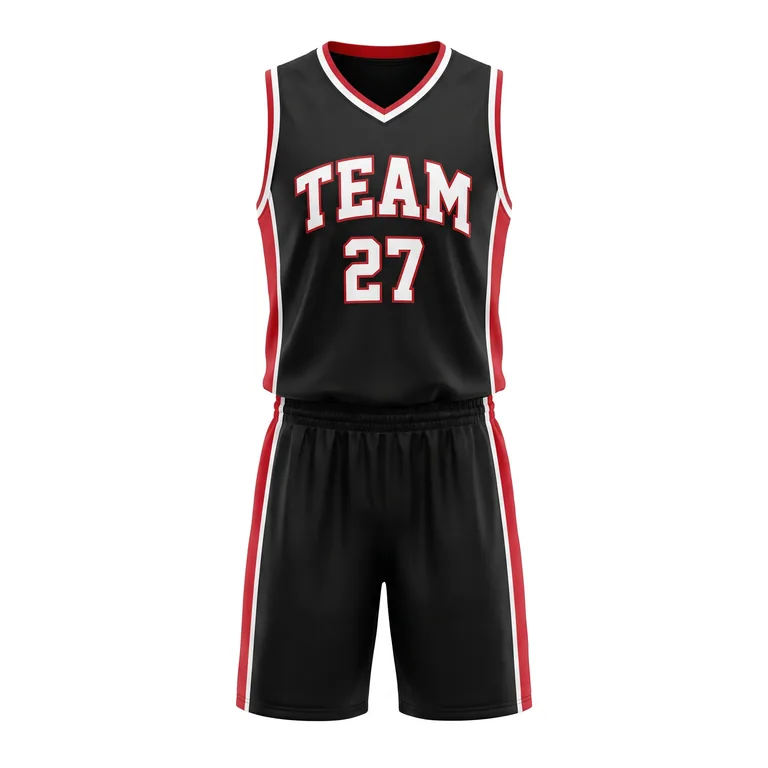 V-Neck Sublimated Basketball Uniforms BB-001, front view